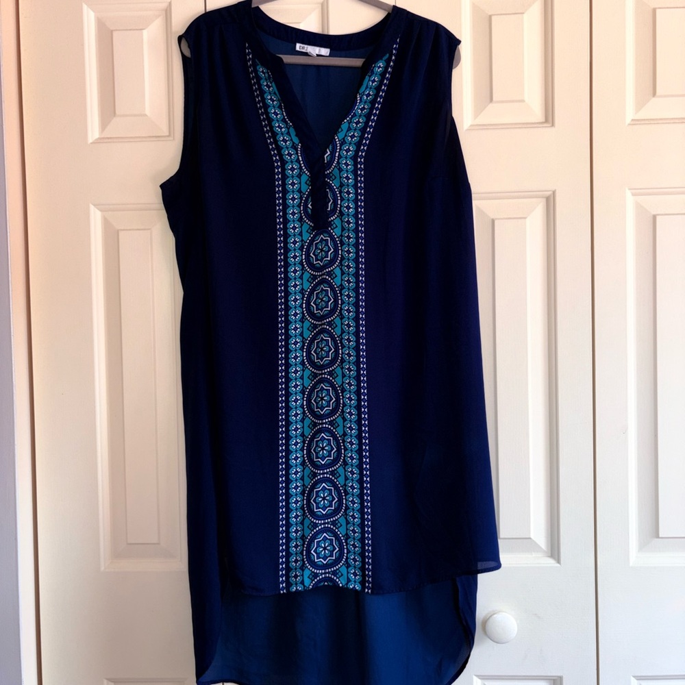 Daniel Rainn Navy Embroidered Midi Dress